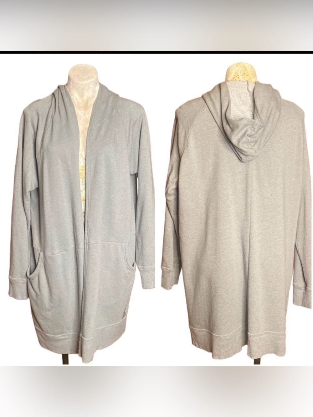 Life is Good Women's Heather Gray Long Hoodie Cardigan Longsleeve Plus Size XXL